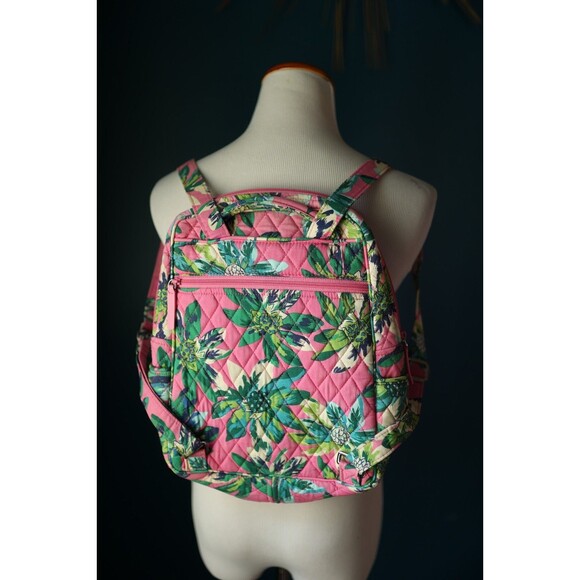 Vera Bradley Campus Backpack Quilted Tropical Paradise Pink Floral Zip Pocket main image 12